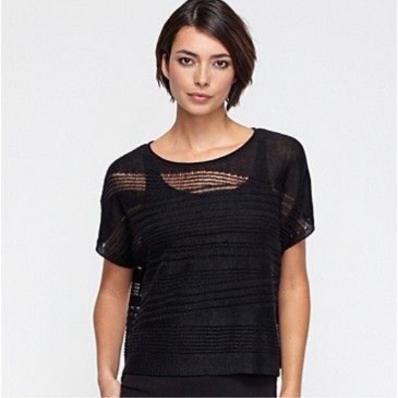 Eileen Fisher Tops - Eileen Fisher 100% Organic Linen Black Boxy Top Size Small